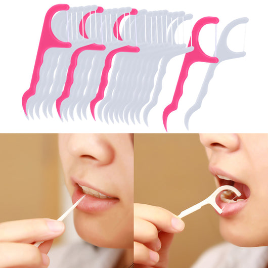 25pcs/1 pack New 2 in 1 Dental Floss Pick Tooth Care Thread Peeling Stick Oral Gum Hygiene ToothPicks Teeth Cleaner Clean Tools