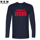 New Fashion T Shirts I Belong to Jesus Tshirts Cotton Christ Religion Catholic Christian Faith Long sleeve T-shirts