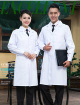 Women or Men White Medical Coat Clothing Medical Services Uniform Nurse Clothing Long-sleeve Polyester Protect Lab Coats Cloth