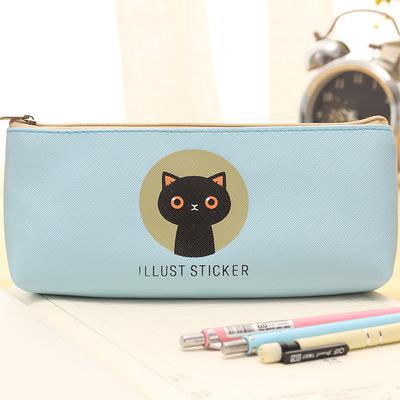 Creative Happy Cats Family Pu Leather Waterproof Pencil Case Stationery Storage Bag School Office Supply Escolar Papelaria