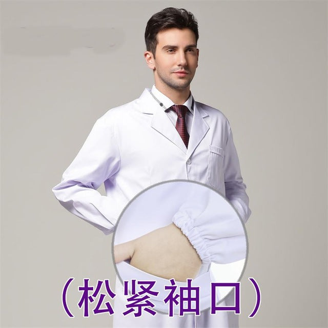 White Coat Long Sleeve Doctor Dress Female Doctor Dress White Coat Short Sleeve Men Slim Nurse Suit Clothes Uniform