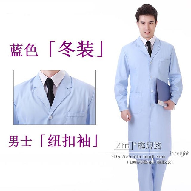 White Coat Long Sleeve Doctor Dress Female Doctor Dress White Coat Short Sleeve Men Slim Nurse Suit Clothes Uniform