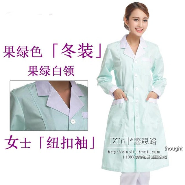 White Coat Long Sleeve Doctor Dress Female Doctor Dress White Coat Short Sleeve Men Slim Nurse Suit Clothes Uniform