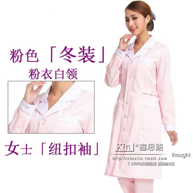 White Coat Long Sleeve Doctor Dress Female Doctor Dress White Coat Short Sleeve Men Slim Nurse Suit Clothes Uniform