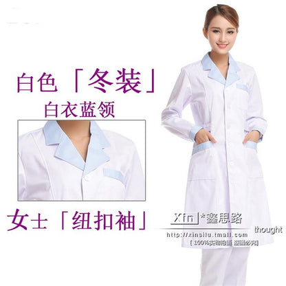 White Coat Long Sleeve Doctor Dress Female Doctor Dress White Coat Short Sleeve Men Slim Nurse Suit Clothes Uniform