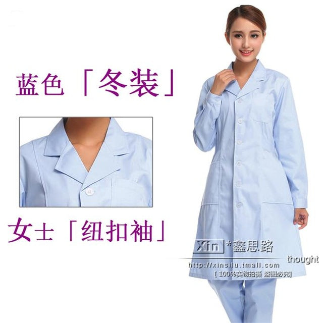 White Coat Long Sleeve Doctor Dress Female Doctor Dress White Coat Short Sleeve Men Slim Nurse Suit Clothes Uniform