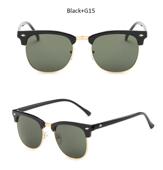 Vintage Brand Designer Sunglasses Men Women Half Frame Mirror Sun Glasses Fashion Retro Female