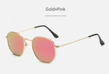 TSHING Men Hexagonal Flat Lenses Aviation Polarized Sunglasses Brand Designer New Vintage Women Pink Mirror Driving Sun Glasses