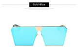 Men Oversized Square Sunglasses Women Fashion Large Size Metal Steampunk Mirror Sun Glasses