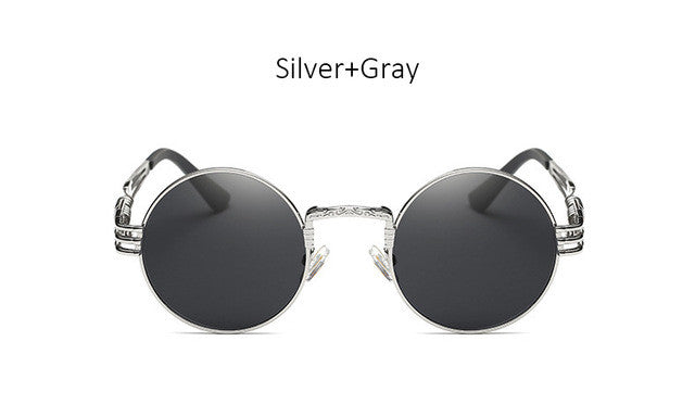 TSHING Gothic Steampunk Sunglasses Men Women Metal Wrap Eyeglasses Round Shades Brand Designer Sun glasses Mirror Female Eyewear