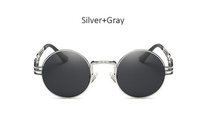 TSHING Gothic Steampunk Sunglasses Men Women Metal Wrap Eyeglasses Round Shades Brand Designer Sun glasses Mirror Female Eyewear