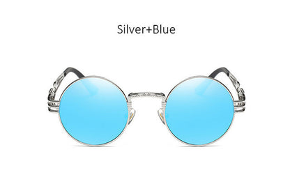 TSHING Gothic Steampunk Sunglasses Men Women Metal Wrap Eyeglasses Round Shades Brand Designer Sun glasses Mirror Female Eyewear