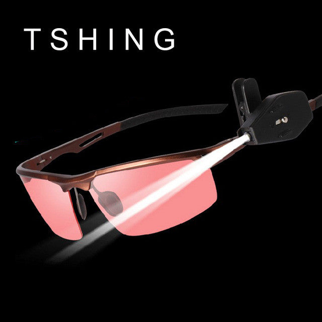 TSHING Professional Sunglasses Men Aluminum Magnesium HD Polarized Sunglasses Male Points Night Vision Driving Glasses