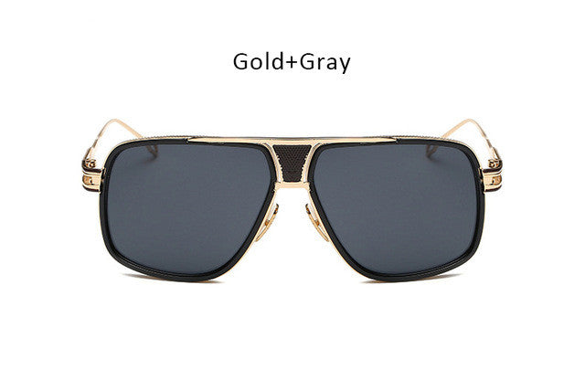 TSHING New Fashion Men Big Square Sunglasses Man Luxury Brand Designer Oversized Metal Women Sun Glasses For Male Driving UV400