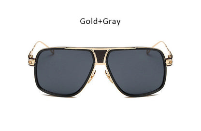 TSHING New Fashion Men Big Square Sunglasses Man Luxury Brand Designer Oversized Metal Women Sun Glasses For Male Driving UV400