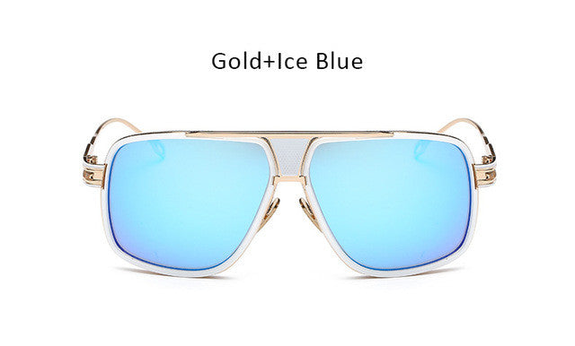 TSHING New Fashion Men Big Square Sunglasses Man Luxury Brand Designer Oversized Metal Women Sun Glasses For Male Driving UV400