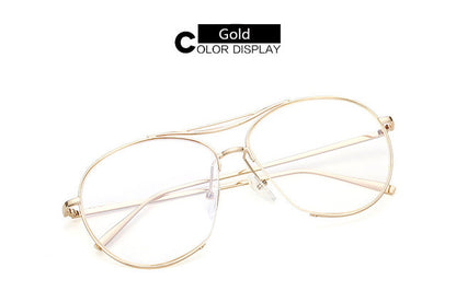 Women Bang Fashion Glasses Frame Twin Beam Metal Eyeglasses Men Vogue Myopia Eyewear Optical Glasses