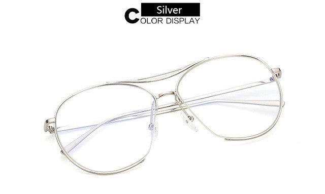 Women Bang Fashion Glasses Frame Twin Beam Metal Eyeglasses Men Vogue Myopia Eyewear Optical Glasses