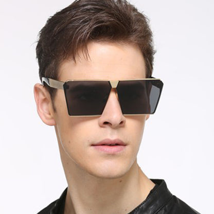 Men Women Oversized Steampunk Square Sunglasses New Fashion Large Clear Lens Metal Mirror Sun Glasses