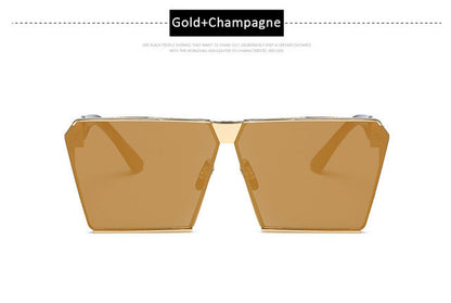 Men Women Oversized Steampunk Square Sunglasses New Fashion Large Clear Lens Metal Mirror Sun Glasses