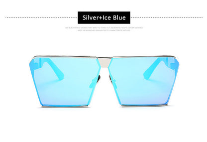 Men Women Oversized Steampunk Square Sunglasses New Fashion Large Clear Lens Metal Mirror Sun Glasses