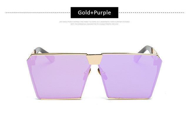 Men Women Oversized Steampunk Square Sunglasses New Fashion Large Clear Lens Metal Mirror Sun Glasses