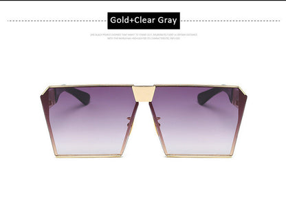 Men Women Oversized Steampunk Square Sunglasses New Fashion Large Clear Lens Metal Mirror Sun Glasses