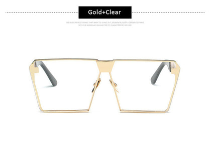 Men Women Oversized Steampunk Square Sunglasses New Fashion Large Clear Lens Metal Mirror Sun Glasses