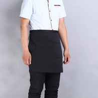 Universal Unisex Kitchen Cooking Hotel Chef Aprons Chef Uniforms Waist Apron Short Apron Waiter Apron with Double Pockets