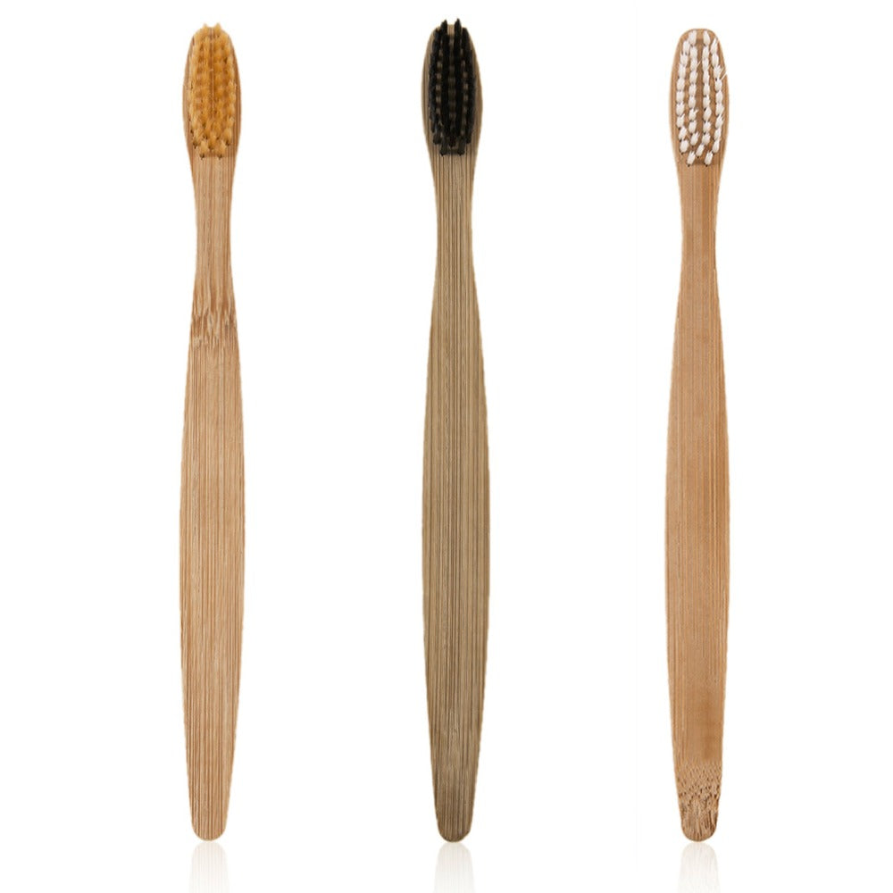 3 Colors Environment-friendly Wood Toothbrush Bamboo Teethbrush Soft Bamboo Fibre Wooden Handle Low-carbon For Adults