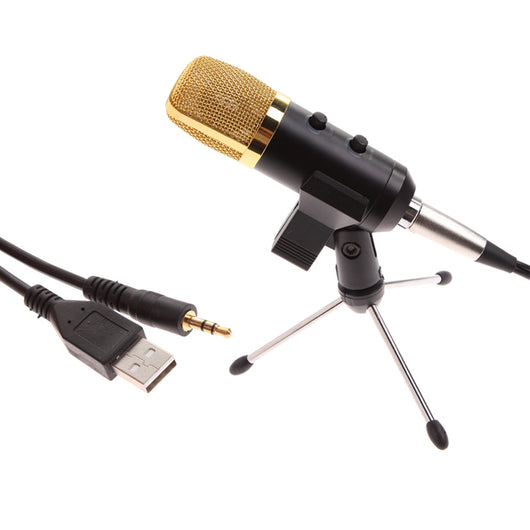 Professional USB Cardioid Condenser Microphone Audio Studio Vocal Recording Mic Broadcasting Microphone + Mount Stand