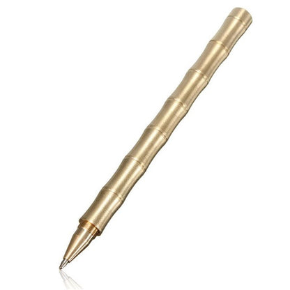 Novelty Bamboo Models Brass Handmade Pen Pure Copper Neutral Pen Tactical Edc Copper Black Gel Pen Kawaii Office Supplies