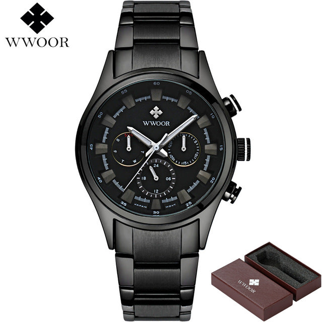 Top Brand Luxury Men Sports Watches Men's Quartz 24 Hours Date Clock Male Waterproof Black Stainless Steel Military Wrist Watch