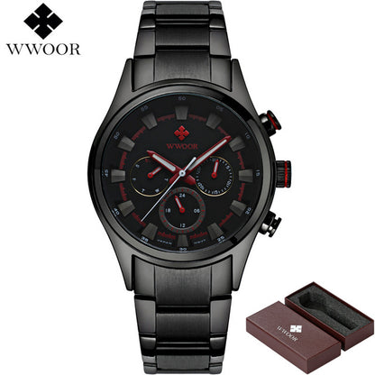 Top Brand Luxury Men Sports Watches Men's Quartz 24 Hours Date Clock Male Waterproof Black Stainless Steel Military Wrist Watch