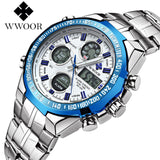 Men's Watch Top Brand Luxury Men Sports Quartz Watches LED Digital Full Steel Male Army Military waterproof Relogio Masculino