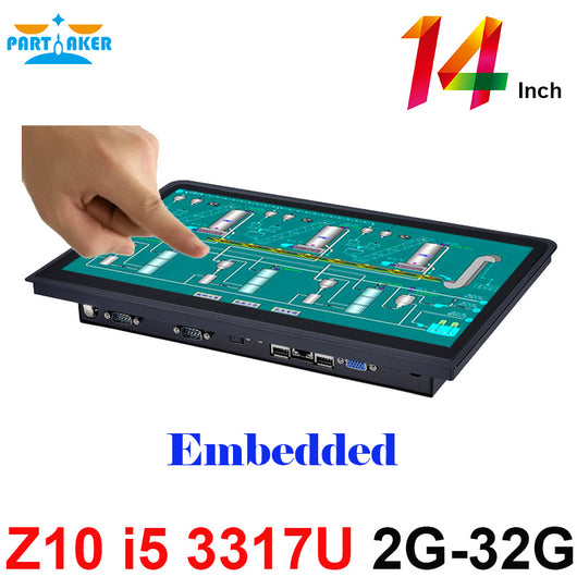 Embedded Computer Systems 14 Inch 10 Points Capacitive Touch Screen All In One Pc With Intel Core I5 3317u 2GB Ram 32GB SSD