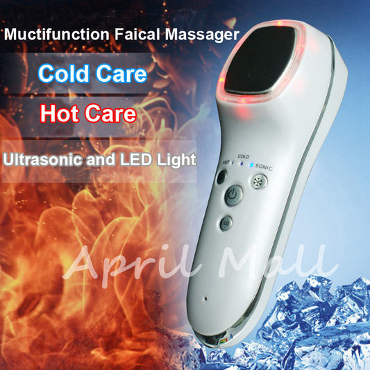 Ultrasonic Cryotherapy Hot Cold Hammer Face Lifting LED Light Photon Facial Massager Skin Care Ultrasound Spa Beauty Equipment