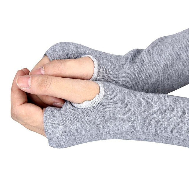 Fashion Women Gloves Winter Wrist Arm Hand Warmer Knitted Long Fingerless Gloves Mitten Coffee Gray Black