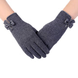 High Quality   Screen Gloves Ladies Womens Big Bow Winter Warm Mittens For winter gloves women