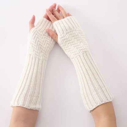 Women Fashion Knitted Arm Sleeve Winter Gloves Soft Warm Mitten Fingerless Gloves Mitten Long Gloves #LYW