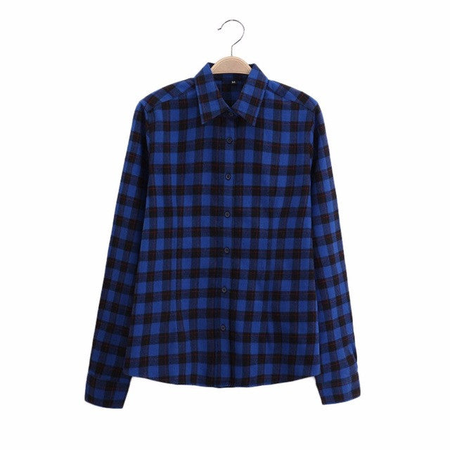 Women Long Sleeve Plaid Shirt Blouse Streetwear Women Blouses Shirt Women Plus Size 5XL Cotton Blusas Tops Blouse