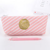 New fresh Pink Stripe case cute canvas pencil bag school supplies stationery estojo escolar material escolar pencil case