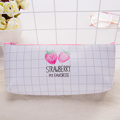 Lovely strawberry PU pencil case school waterproof pencil bag for girl stationery estojo escolar school supplies