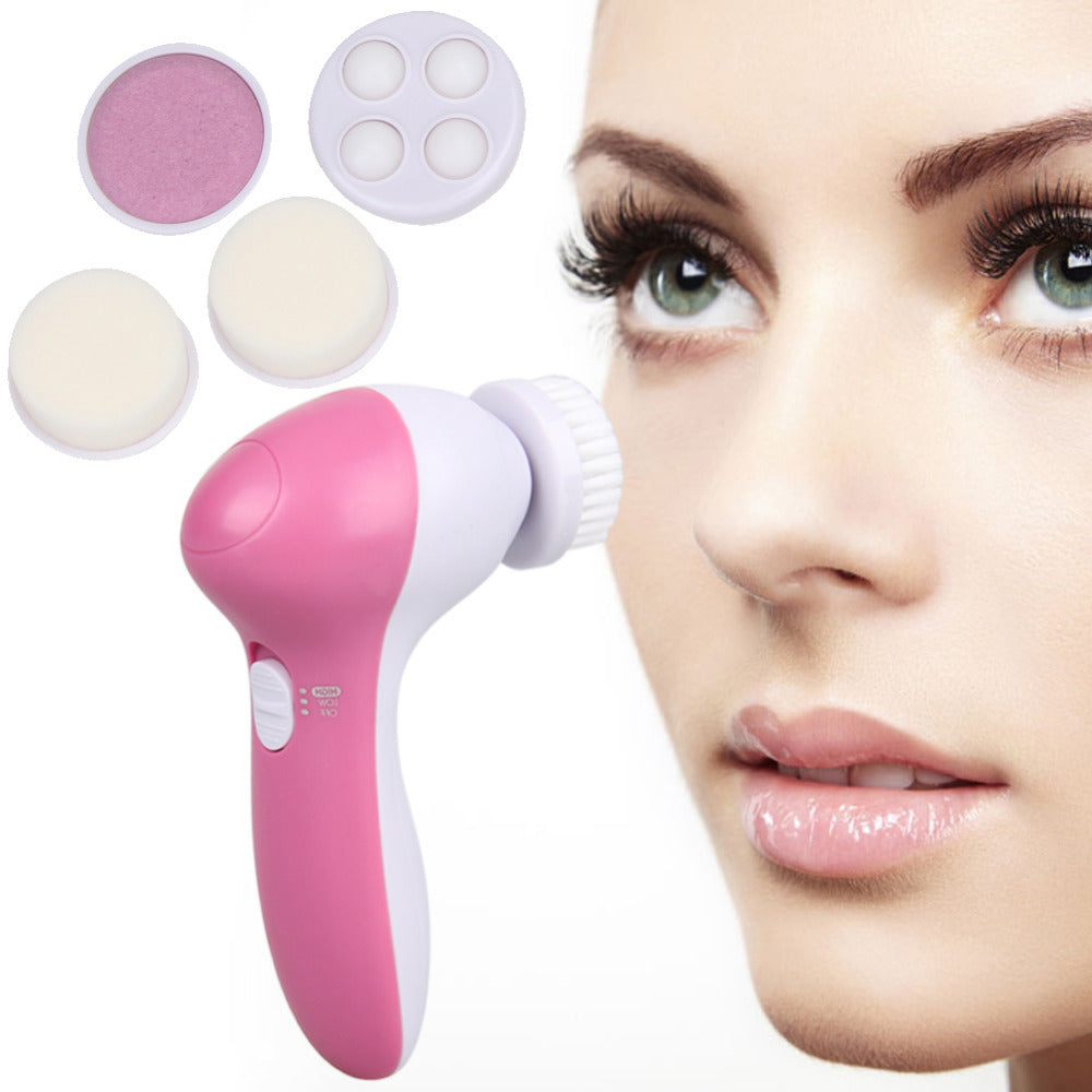 Electric Face Cleanser Massager 5 In 1 Multinational Female Facial Cleansing Brush Deep Clean Washing Face Skin Care Spa Beauty