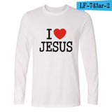 I Love Jesus Christian Long Sleeve T Shirt Men Slim Fit T-shirts with men TShirt Luxury Brand in Fashion Cotton Tee Shirts