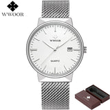 Top Brand Luxury Men Waterproof Sports Watches Men Quartz Date Clock Male Black Strap Casual Wrist Watch WWOOR relogio masculino
