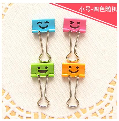 8 pcs/lot Sweet Candy Color Smile Face Metal Binder Clips Notes Letter Paper Clip Office Supplies FOD