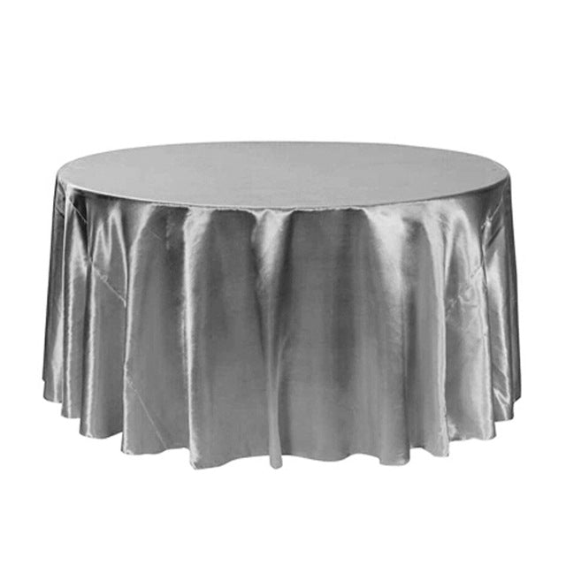 Round Table Cloth Topper Tablecloth Luxury Polyester Satin Table Cover Oilproof Wedding Party Restaurant Banquet Home Decoration