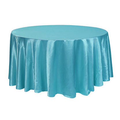 Round Table Cloth Topper Tablecloth Luxury Polyester Satin Table Cover Oilproof Wedding Party Restaurant Banquet Home Decoration