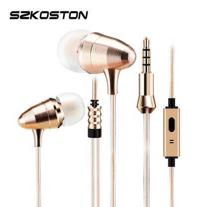 SZKOSTON Metal In-ear Earphone Professional Sound Quality Heavy bass headphones with mic For Mobile Phone PC Xiaomi iPhone